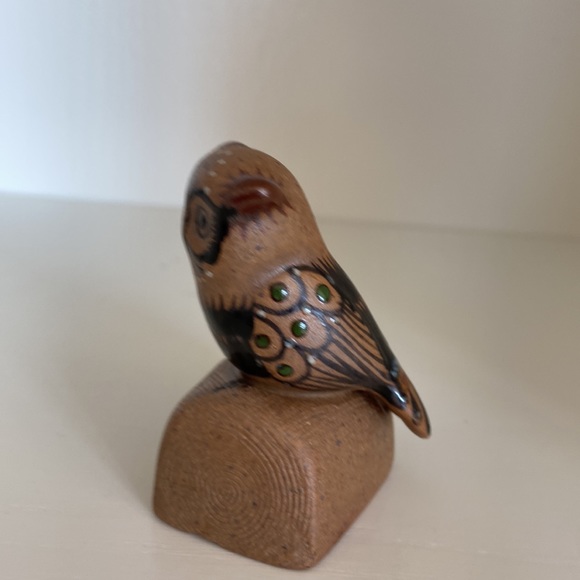 Vintage Tonala Mexican Pottery Owl on Branch signed Perez - Picture 13 of 16